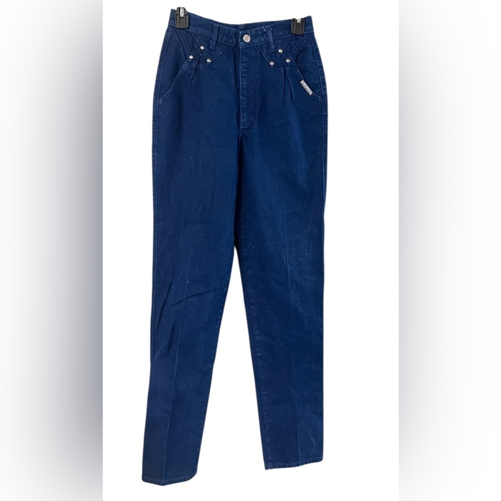 VTG Authentic Roughrider Womens Blue Jeans, High Waisted Straight Leg Pants)